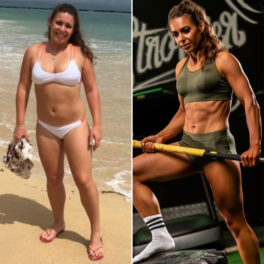 Katy, an in-person client, before and after her photoshoot preparation